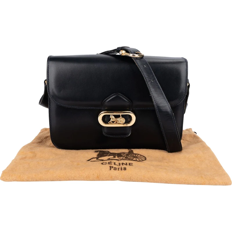 Celine Blue Boxcalf Carriage Triomphe Shoulder Bag