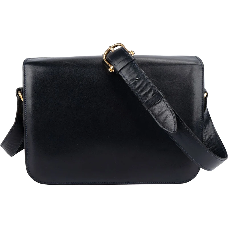 Celine Blue Boxcalf Carriage Triomphe Shoulder Bag