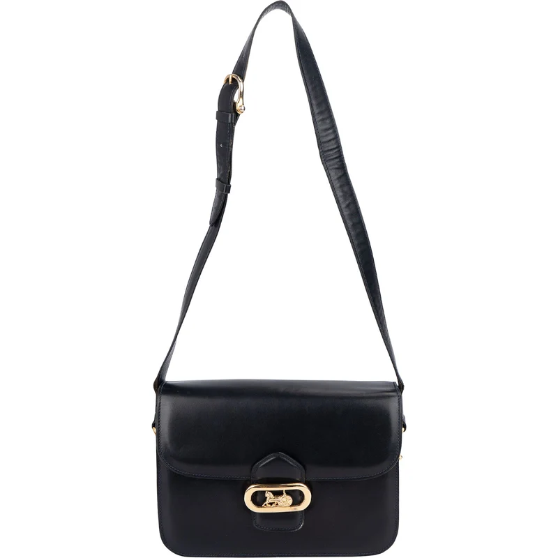 Celine Blue Boxcalf Carriage Triomphe Shoulder Bag