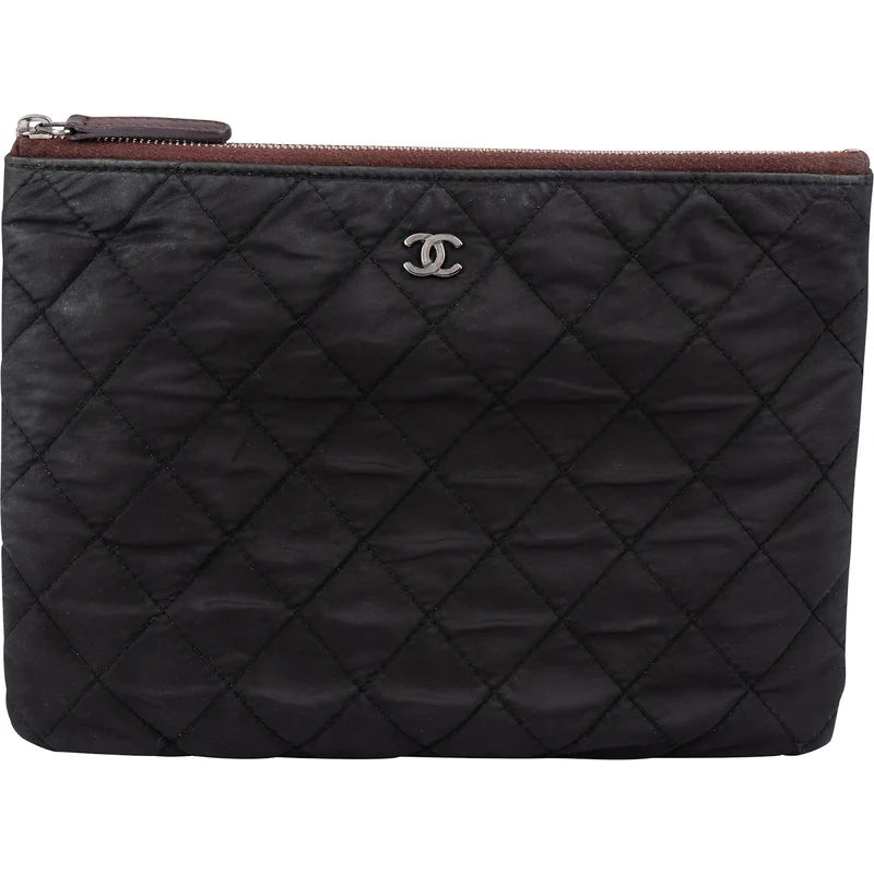 Chanel Noir Quilted CC Nylon Pouch