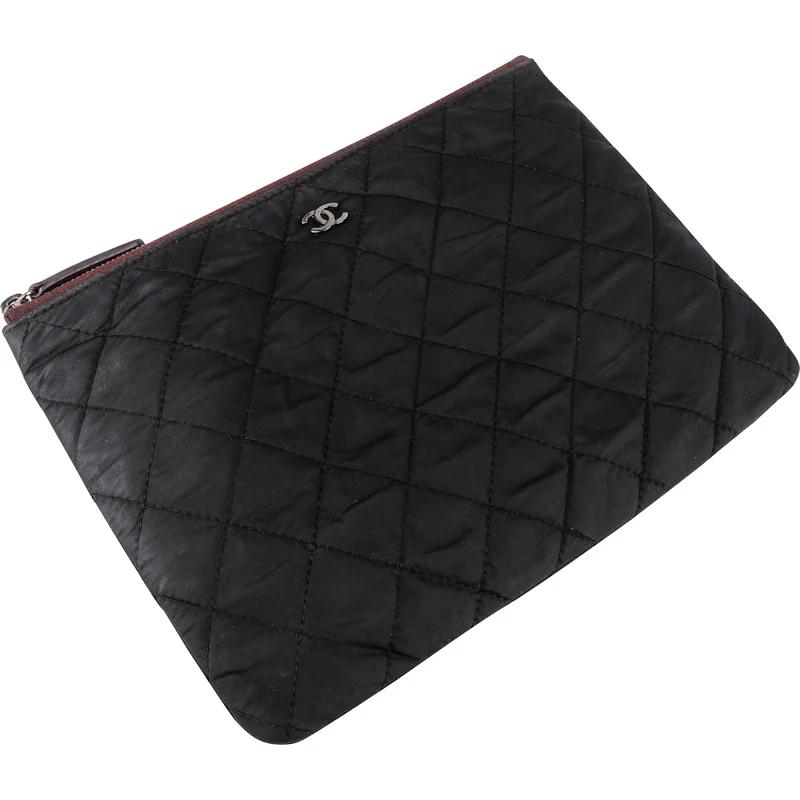 Chanel Noir Quilted CC Nylon Pouch