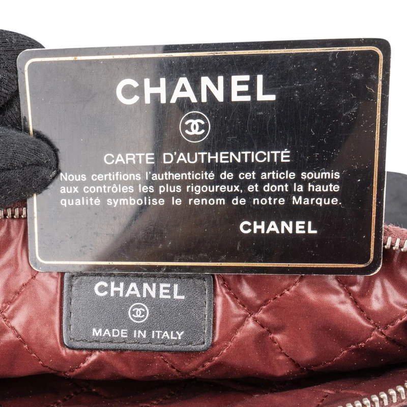 Chanel Noir Quilted CC Nylon Pouch