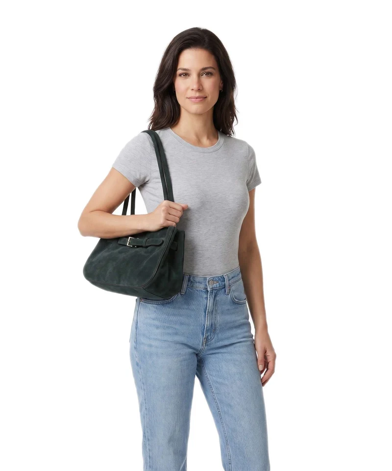 Abro Suede Jill Schultertasche green