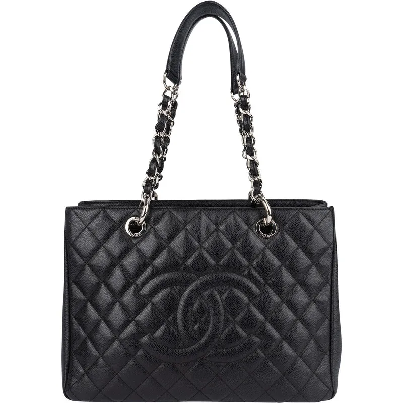 Chanel Quilted Caviar Leather Grand Shopping Tote Shoulder Bag