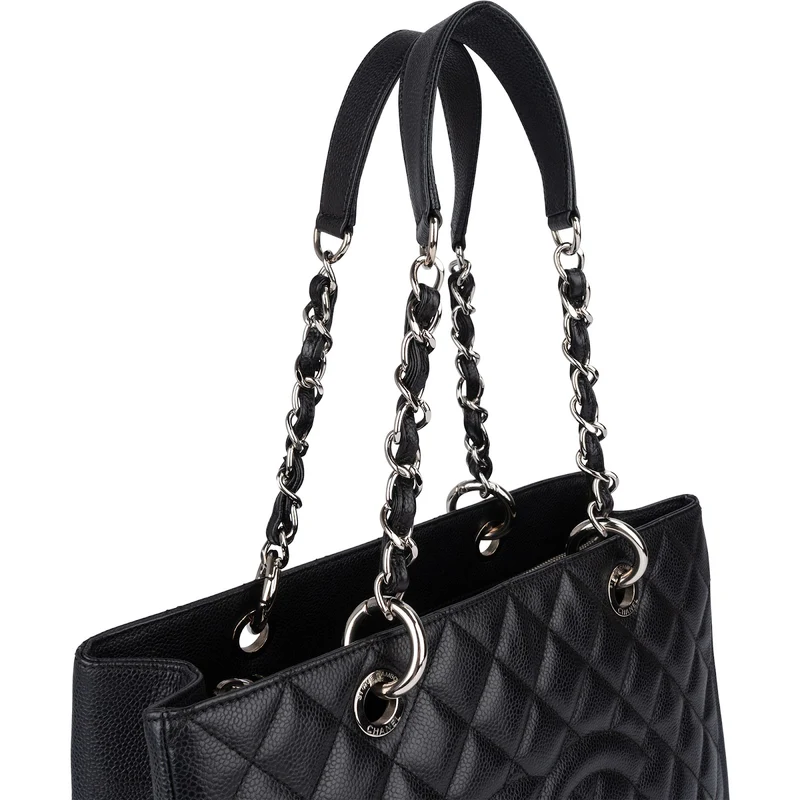 Chanel Quilted Caviar Leather Grand Shopping Tote Shoulder Bag