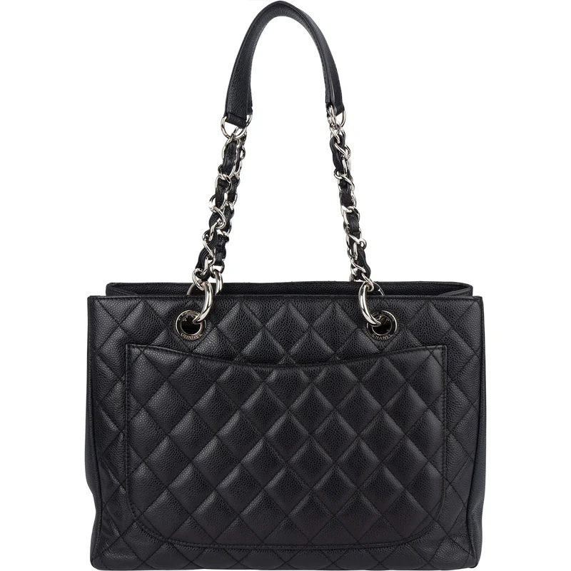 Chanel Quilted Caviar Leather Grand Shopping Tote Shoulder Bag