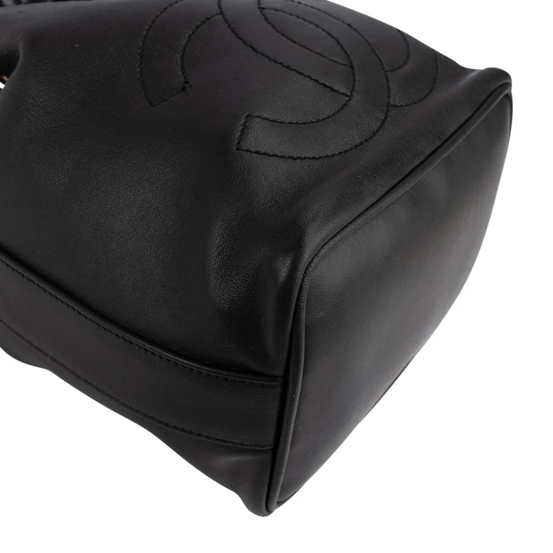 Chanel Lambskin Drawstring CC Bucket Crossbody Bag
