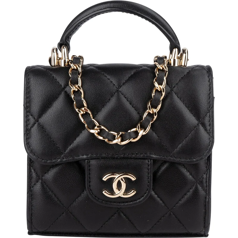 Chanel Quilted Lambskin Mini Single Flap with Top Handle Crossbody Bag