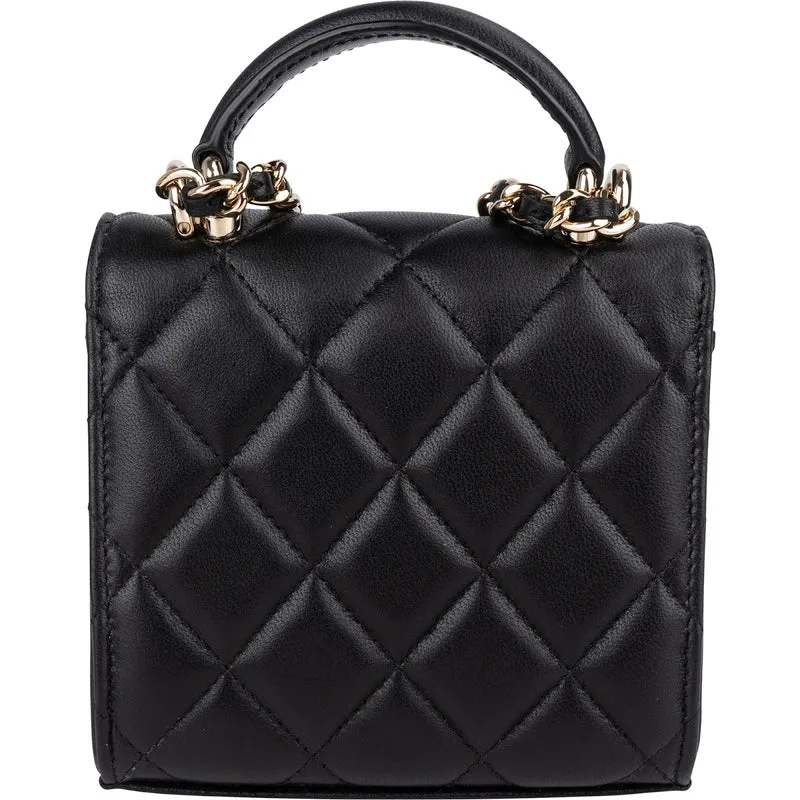 Chanel Quilted Lambskin Mini Single Flap with Top Handle Crossbody Bag