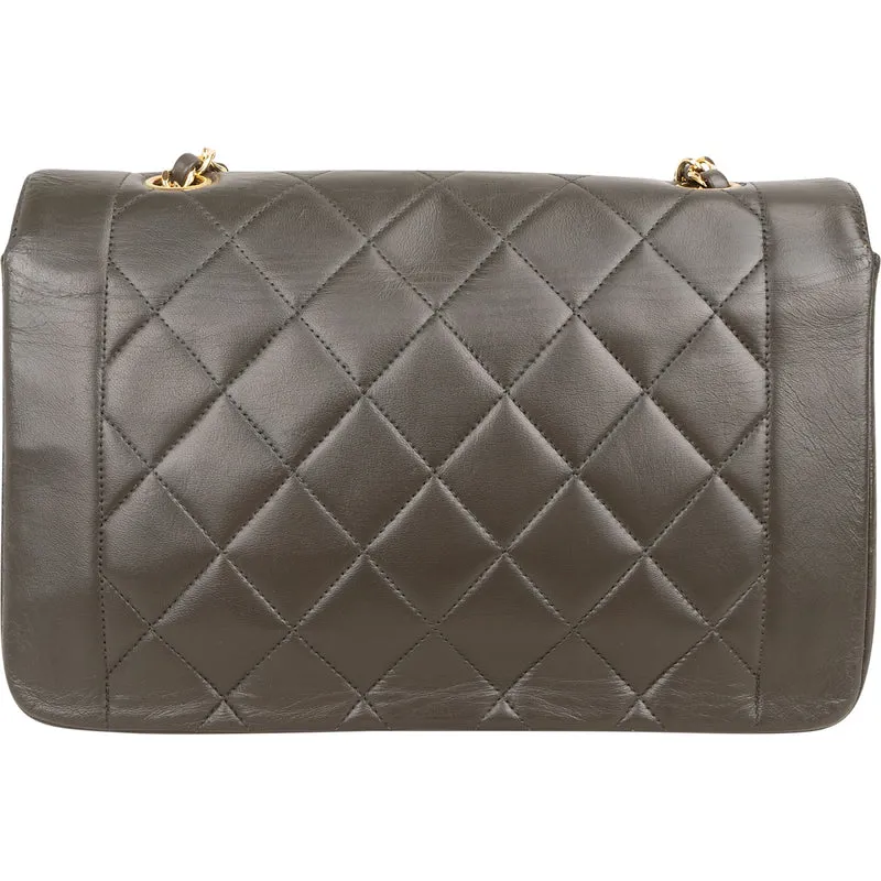 Chanel Quilted Lambskin 24K Gold Diana Single Flap Crossbody Bag