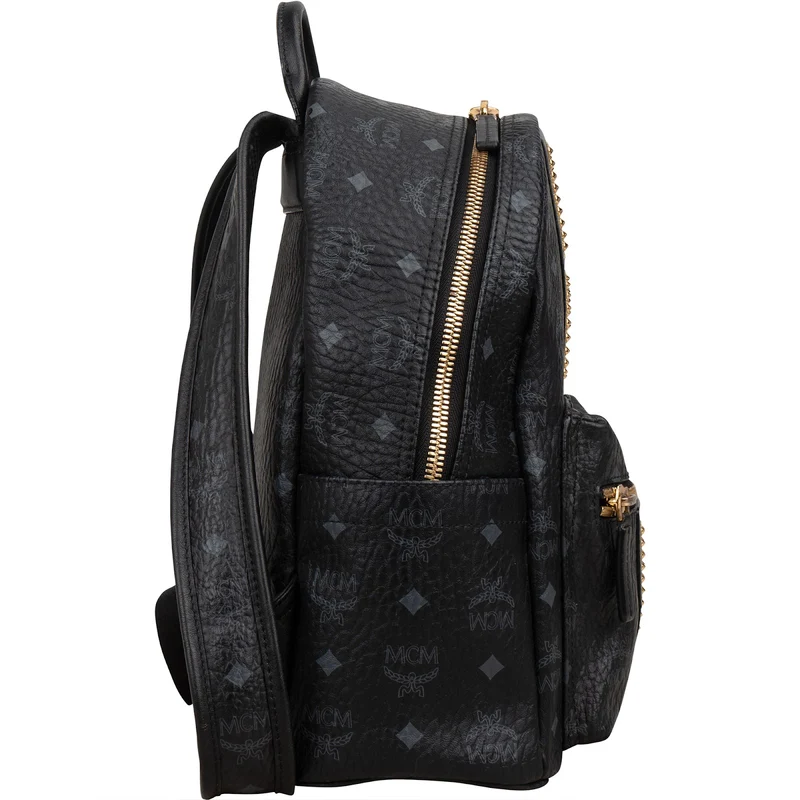 MCM Monogram Visetos Studded Emblem Stripe Stark Small Backpack