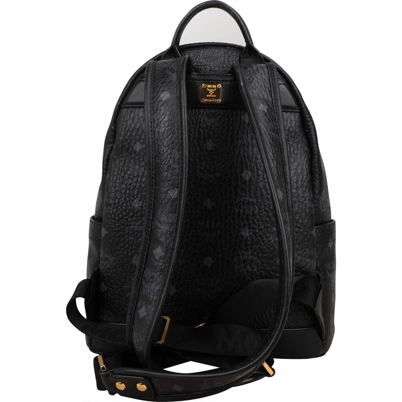 MCM Monogram Visetos Studded Emblem Stripe Stark Small Backpack