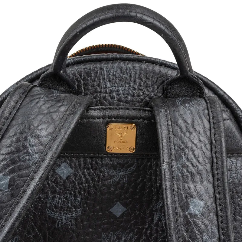 MCM Monogram Visetos Studded Emblem Stripe Stark Small Backpack