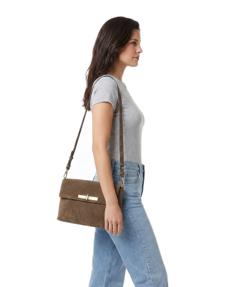 Abro Suede Twist Schultertasche khaki
