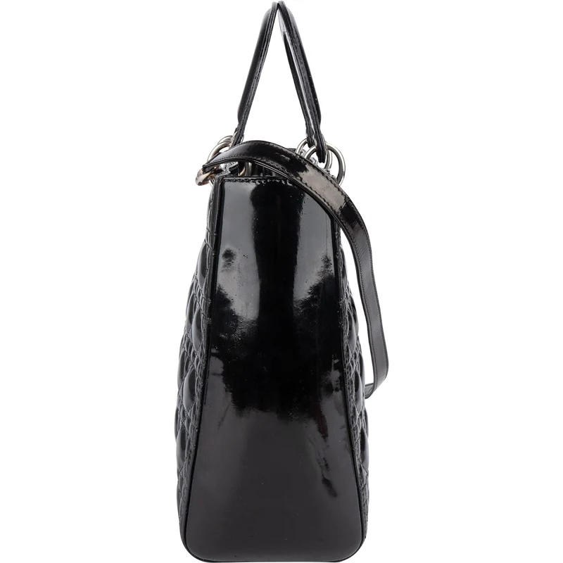 Christian Dior Quilted Patent Leather Lady Dior Handbag