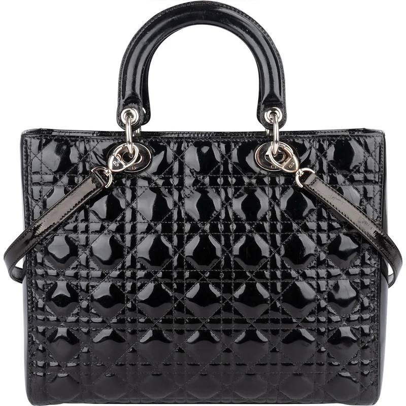 Christian Dior Quilted Patent Leather Lady Dior Handbag