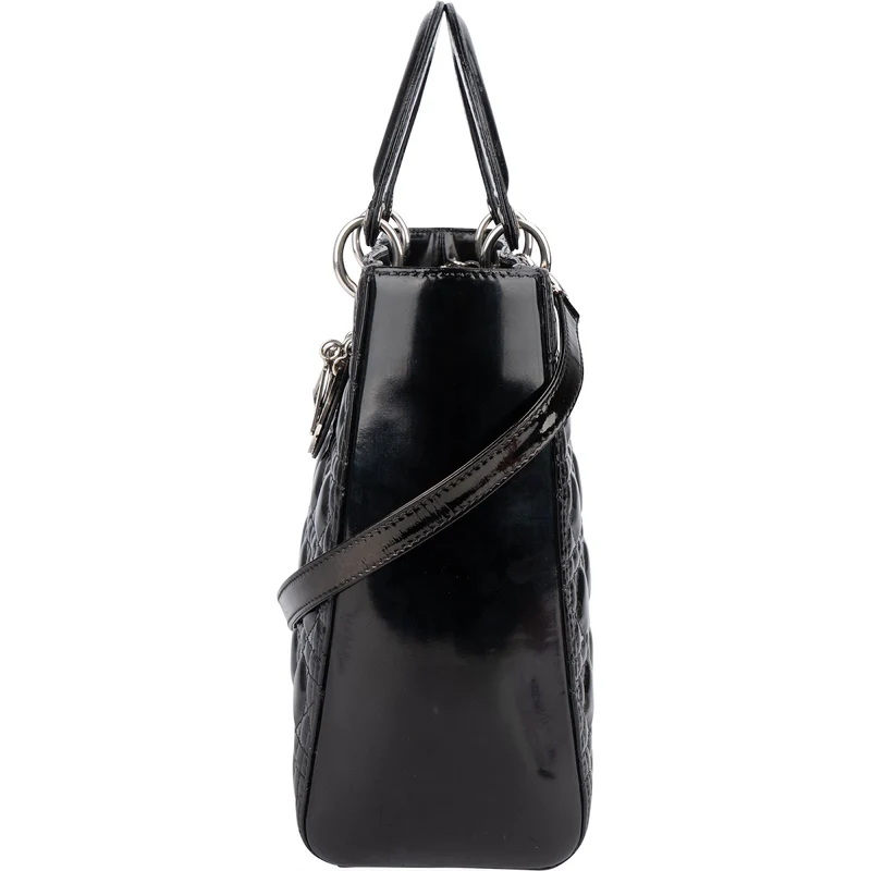 Christian Dior Quilted Patent Leather Lady Dior Handbag