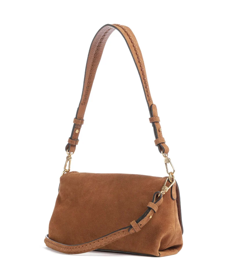Abro Suede Signature Schultertasche cuoio
