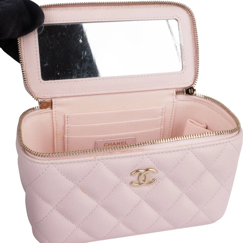 Chanel Quilted Caviar Leather Vanity Case Crossbody Bag