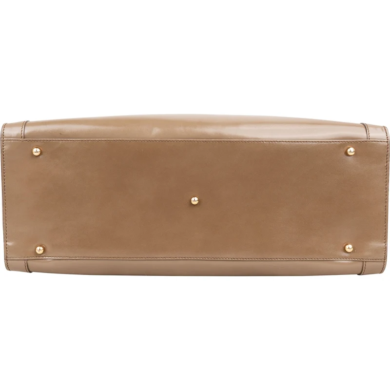Gucci Smooth Leather Bamboo Tote Handbag