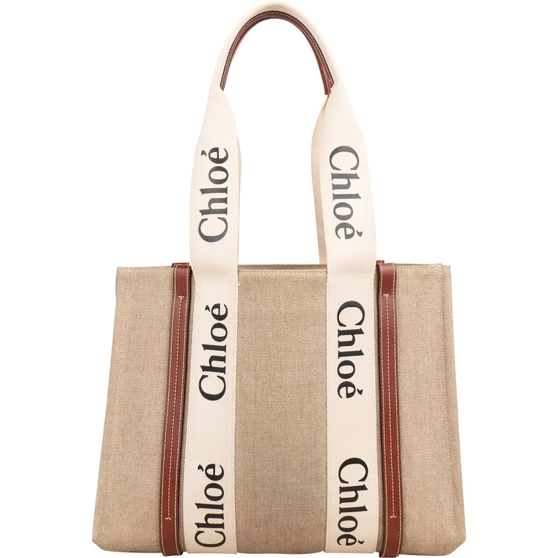 Chloé Canvas Woody Tote Medium Shoulder Bag