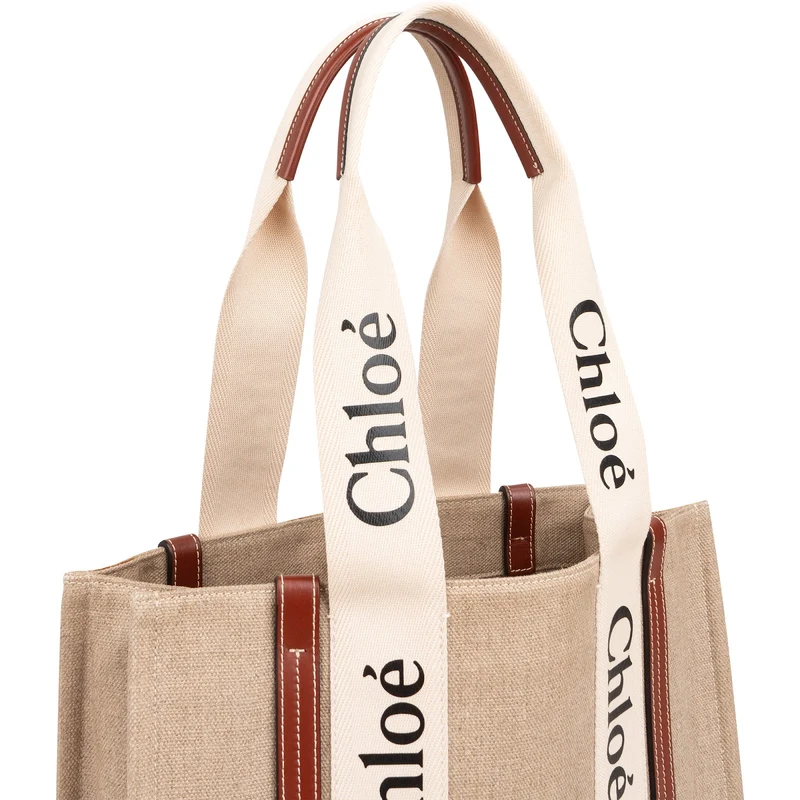 Chloé Canvas Woody Tote Medium Shoulder Bag
