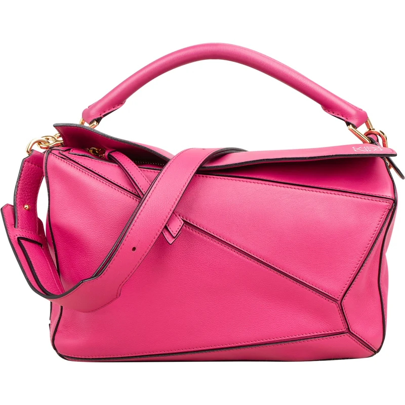 Loewe Pink Grained Calfskin Puzzle Crossbody Handbag