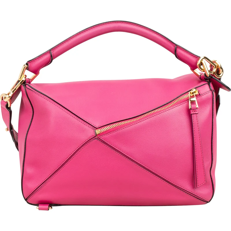 Loewe Pink Grained Calfskin Puzzle Crossbody Handbag