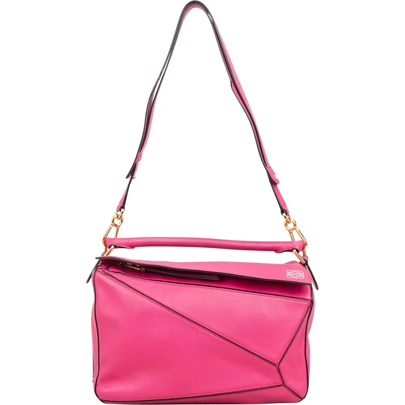 Loewe Pink Grained Calfskin Puzzle Crossbody Handbag