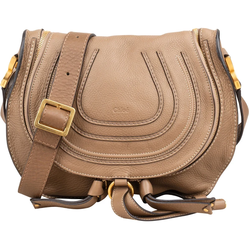 Chloé Grained Leather Marcie Saddle Zip Around Crossbody Bag