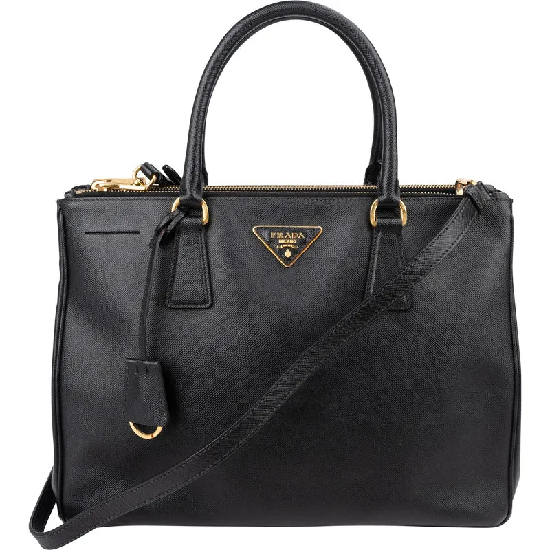 Prada Black Saffiano Leather Galleria Handbag