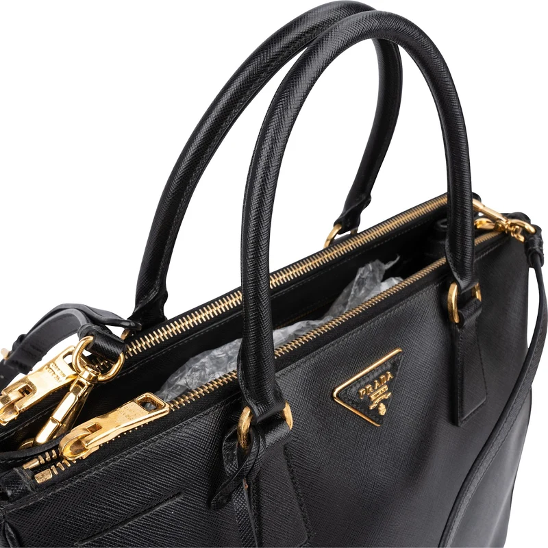 Prada Black Saffiano Leather Galleria Handbag