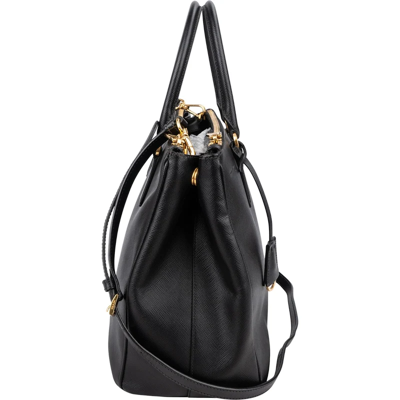 Prada Black Saffiano Leather Galleria Handbag