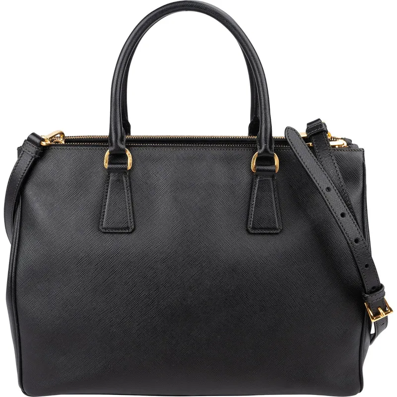 Prada Black Saffiano Leather Galleria Handbag
