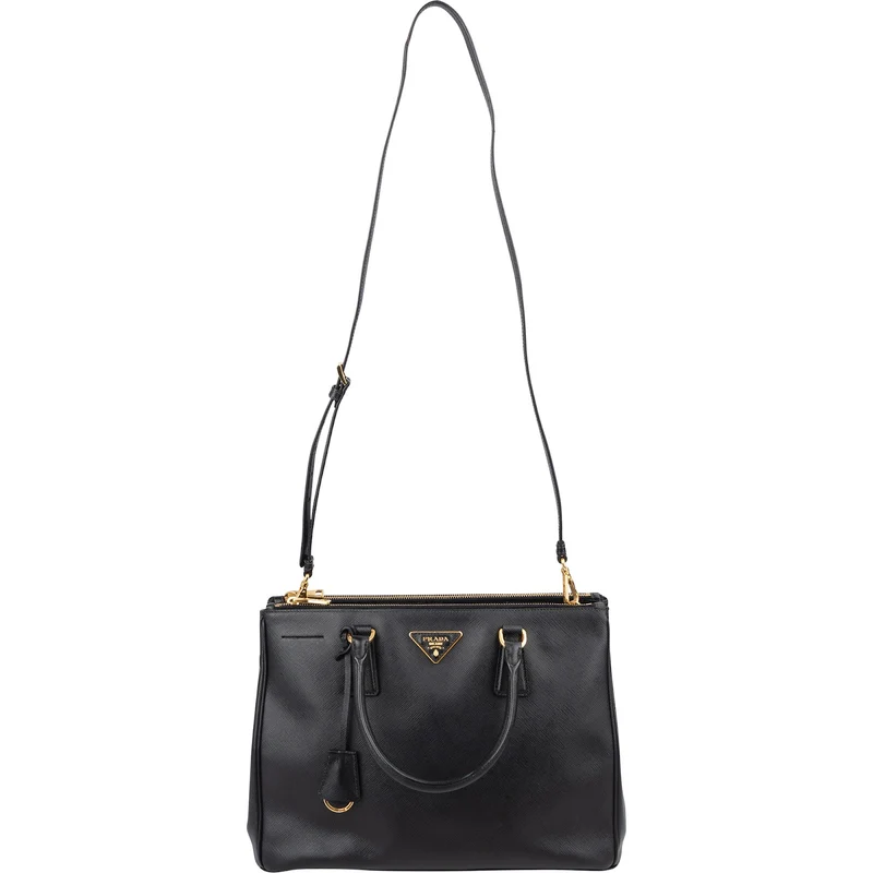 Prada Black Saffiano Leather Galleria Handbag