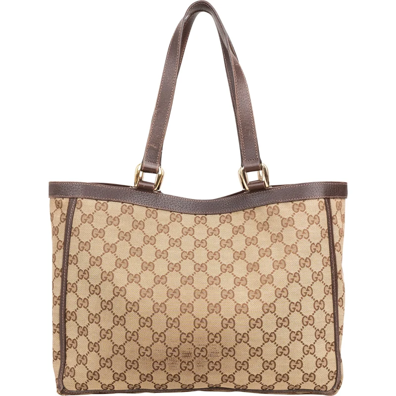 Gucci Monogram GG Canvas Abbey Double Pocket Tote Shoulder Bag