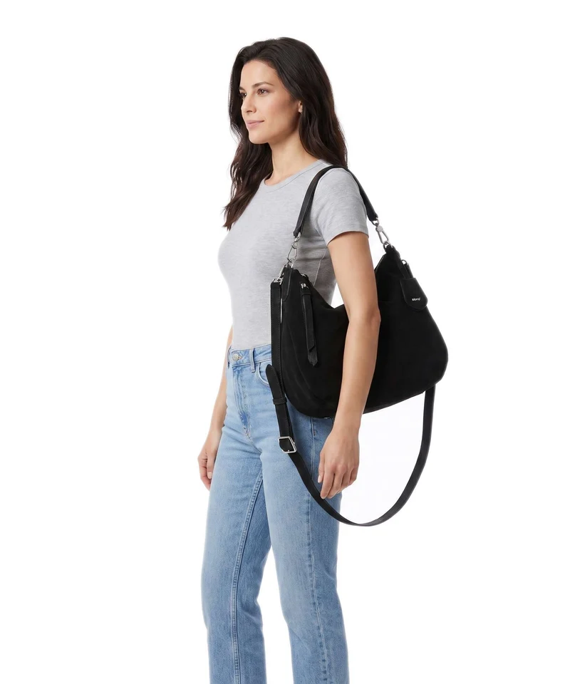 Abro Suede Juna Small Beuteltasche black/nickel