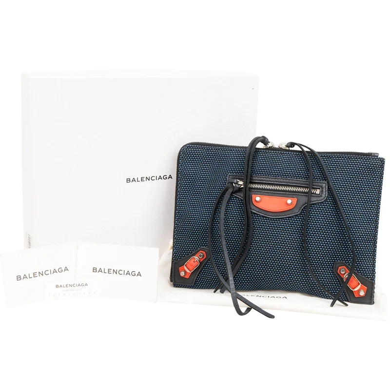 Balenciaga Perforated Tricolor Port Feuille City Clutch