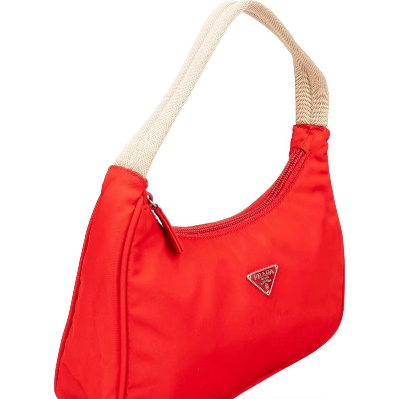 Prada Red Nylon Tessuto Mini Triangle Handbag