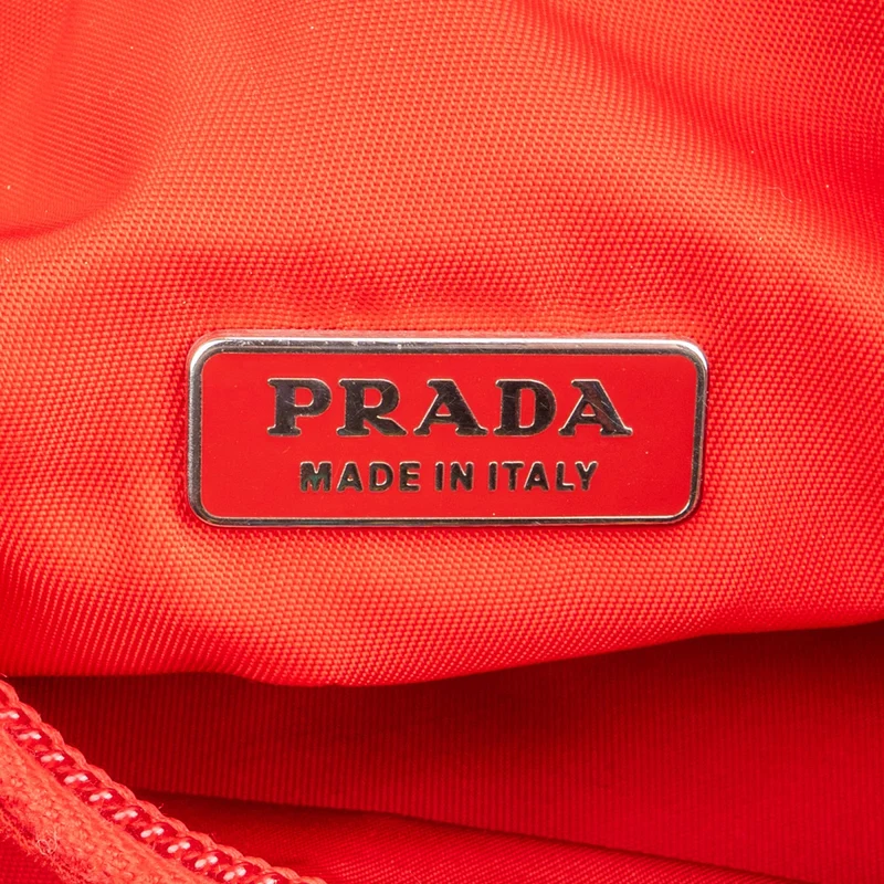 Prada Red Nylon Tessuto Mini Triangle Handbag