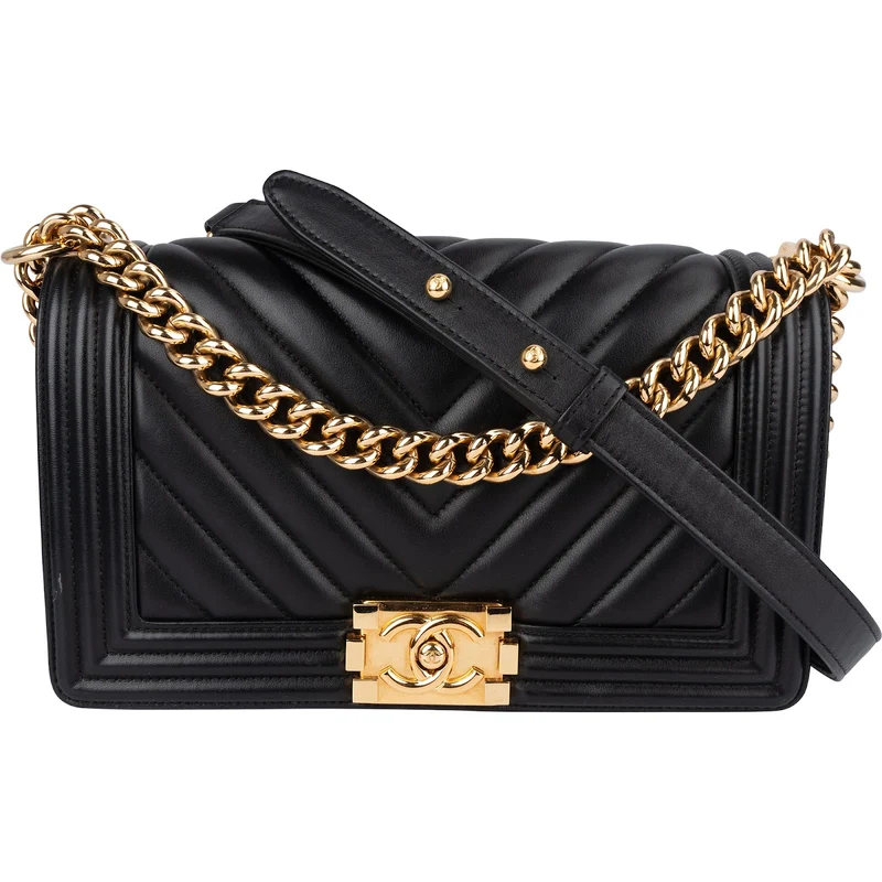 Chanel Quilted Chevron Boy Single Flap Crossbody Bag
