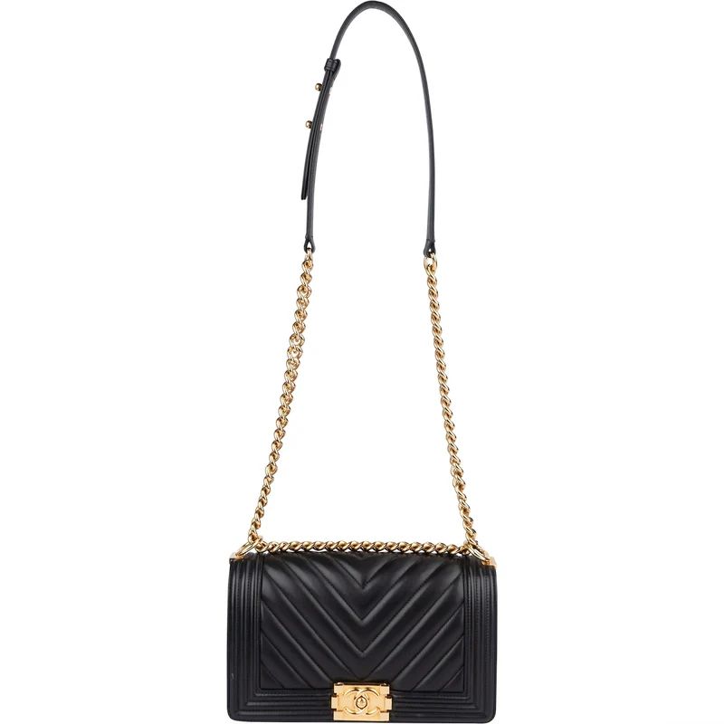 Chanel Quilted Chevron Boy Single Flap Crossbody Bag