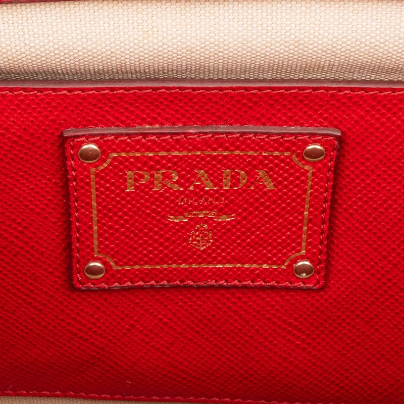 Prada Bicolor Saffiano & Canvas Handbag