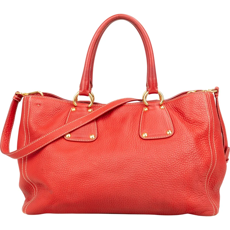 Prada Grained Red Vitello Daino Tote Handbag