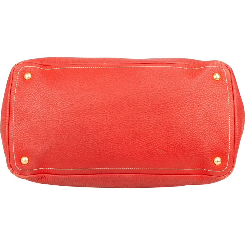 Prada Grained Red Vitello Daino Tote Handbag