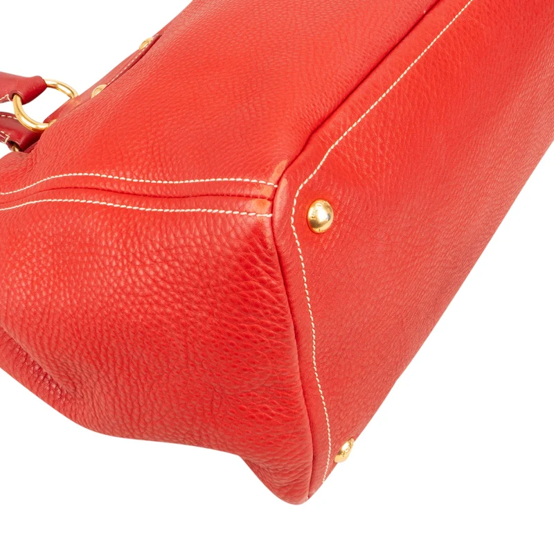 Prada Grained Red Vitello Daino Tote Handbag