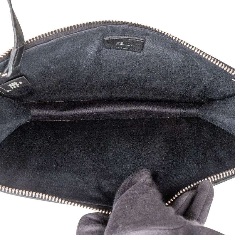 Fendi Black Leather Rainbow Studded Crossbody Bag