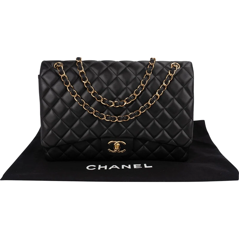 Chanel Quilted Lambskin Maxi Double Flap Crossbody Bag