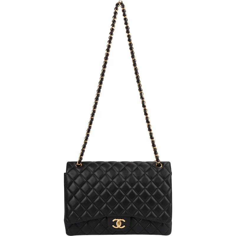 Chanel Quilted Lambskin Maxi Double Flap Crossbody Bag