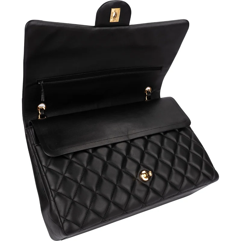 Chanel Quilted Lambskin Maxi Double Flap Crossbody Bag